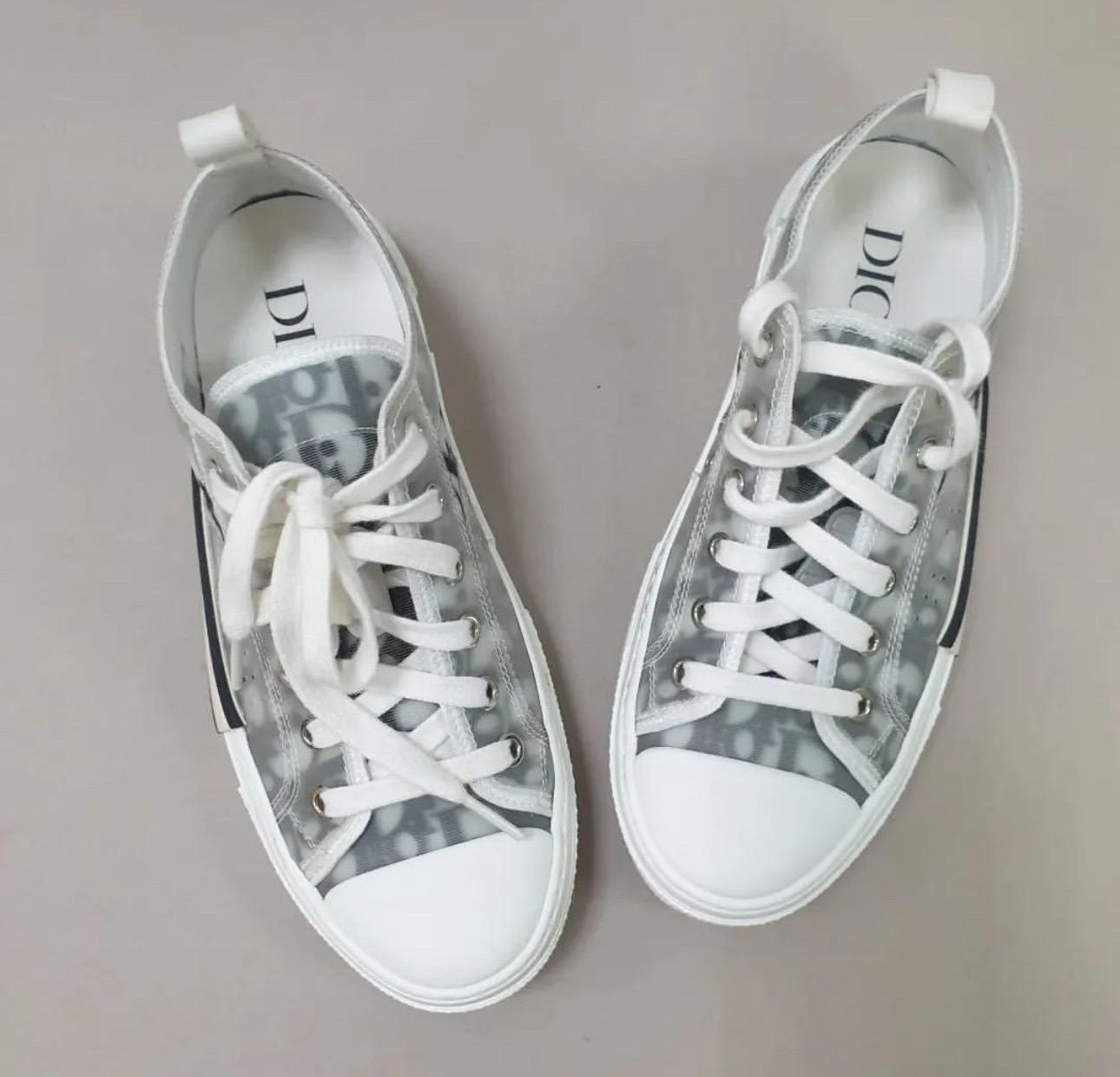 Christian Dior White Oblique Mesh B23 Low Top Sneakers  1