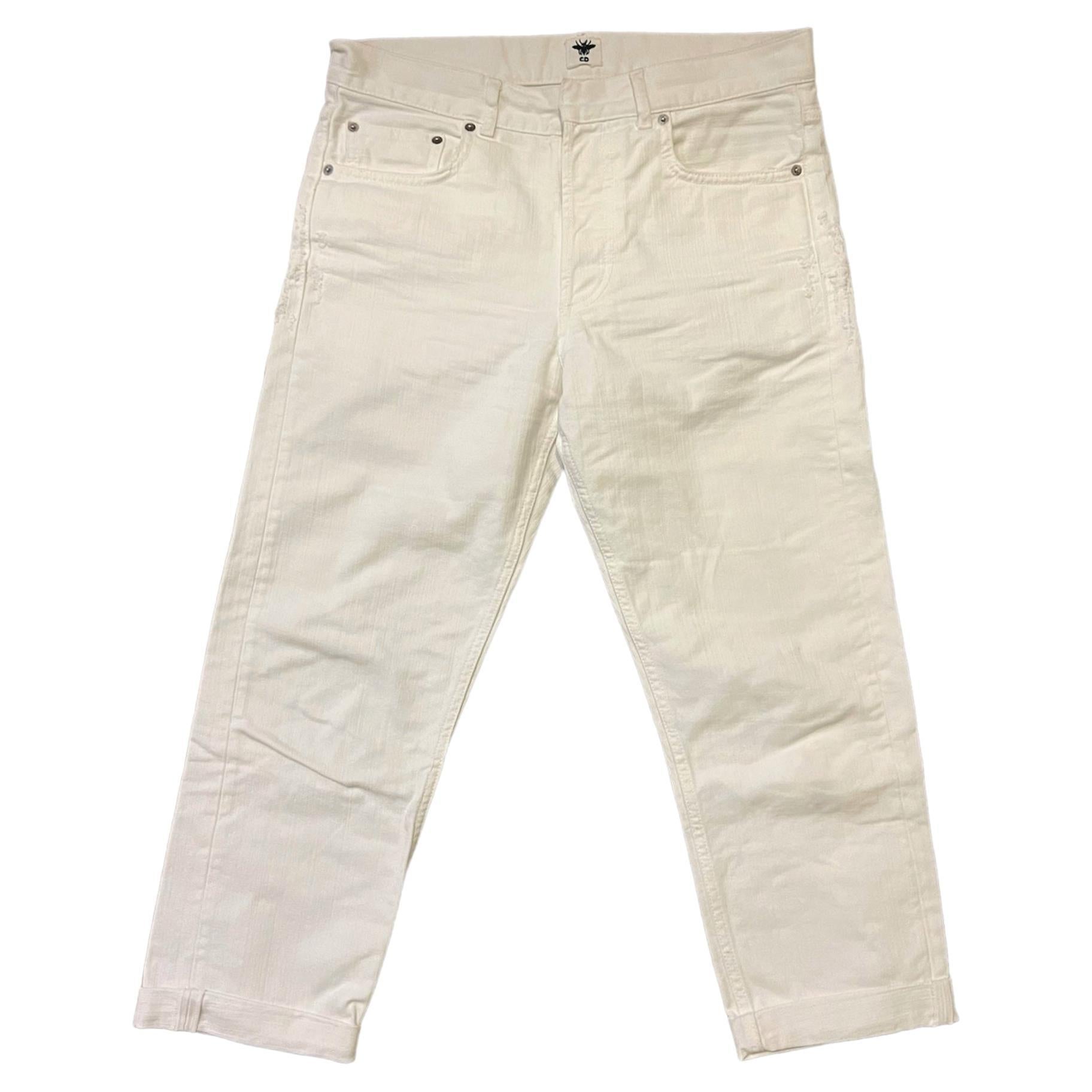 Christian Dior White Pant Jeans, Size 36 For Sale