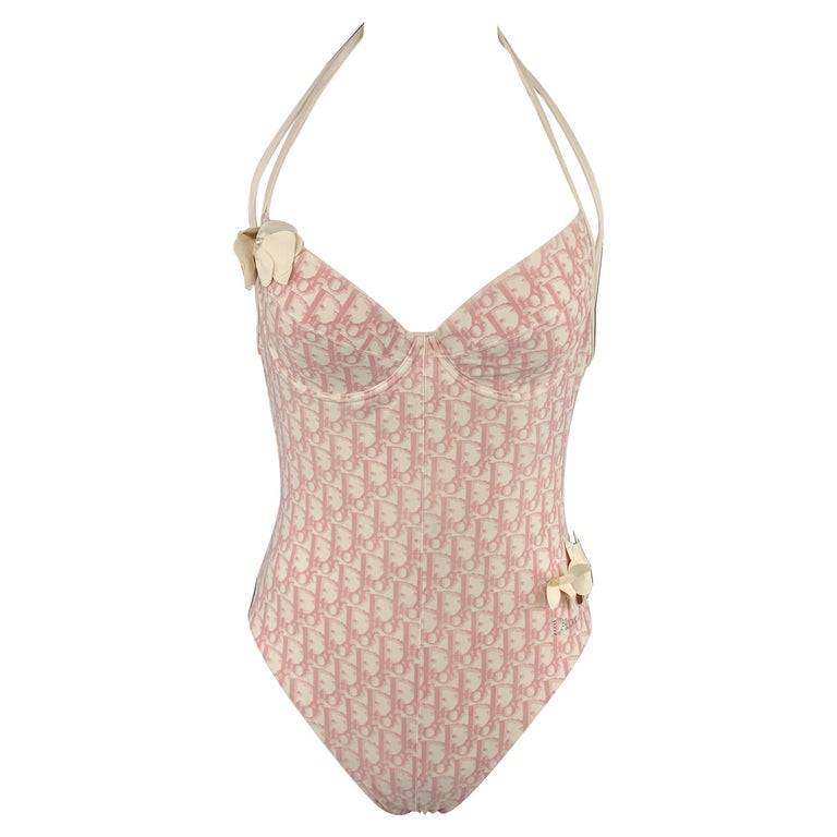 Christian Dior White And Pink Diorissimo Leotard One Piece Bathing Suit For Sale At 1stdibs