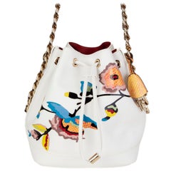 CHRISTIAN DIOR white PRINTED leather CRUISE 2016 LTD ED Bucket Shoulder Bag