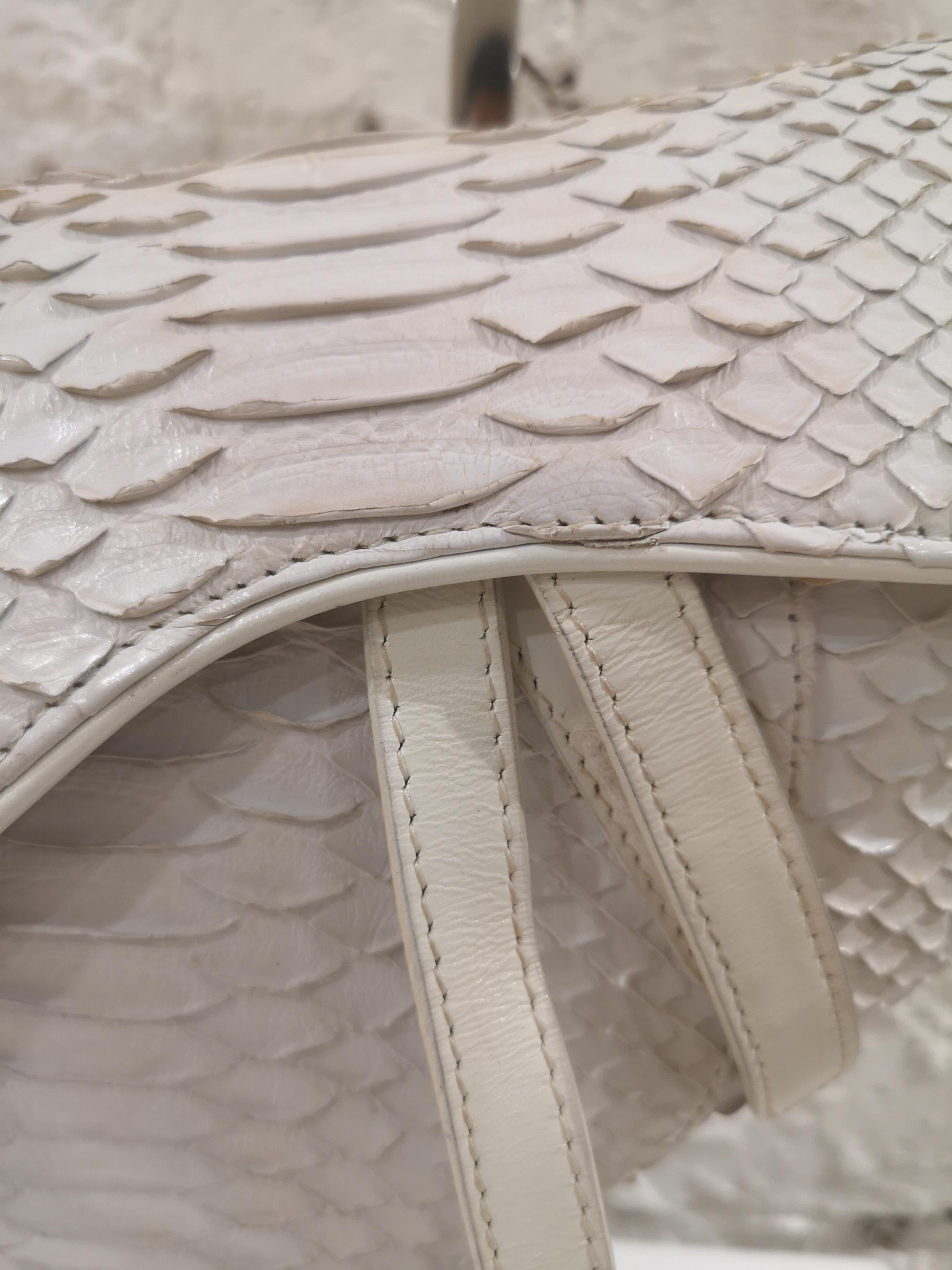 Gray Christian Dior white python saddle bag NWOT
