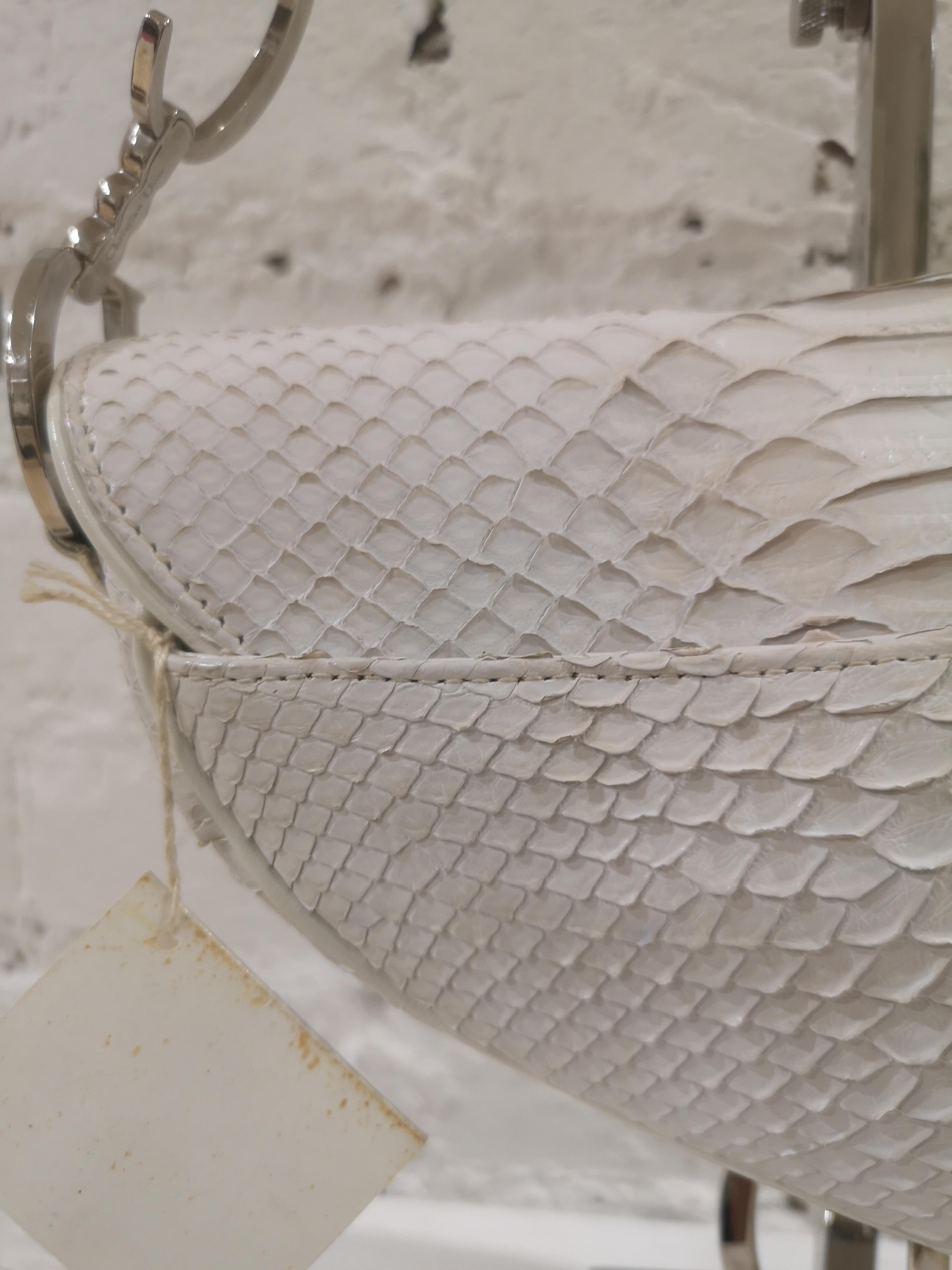 Women's Christian Dior white python saddle bag NWOT