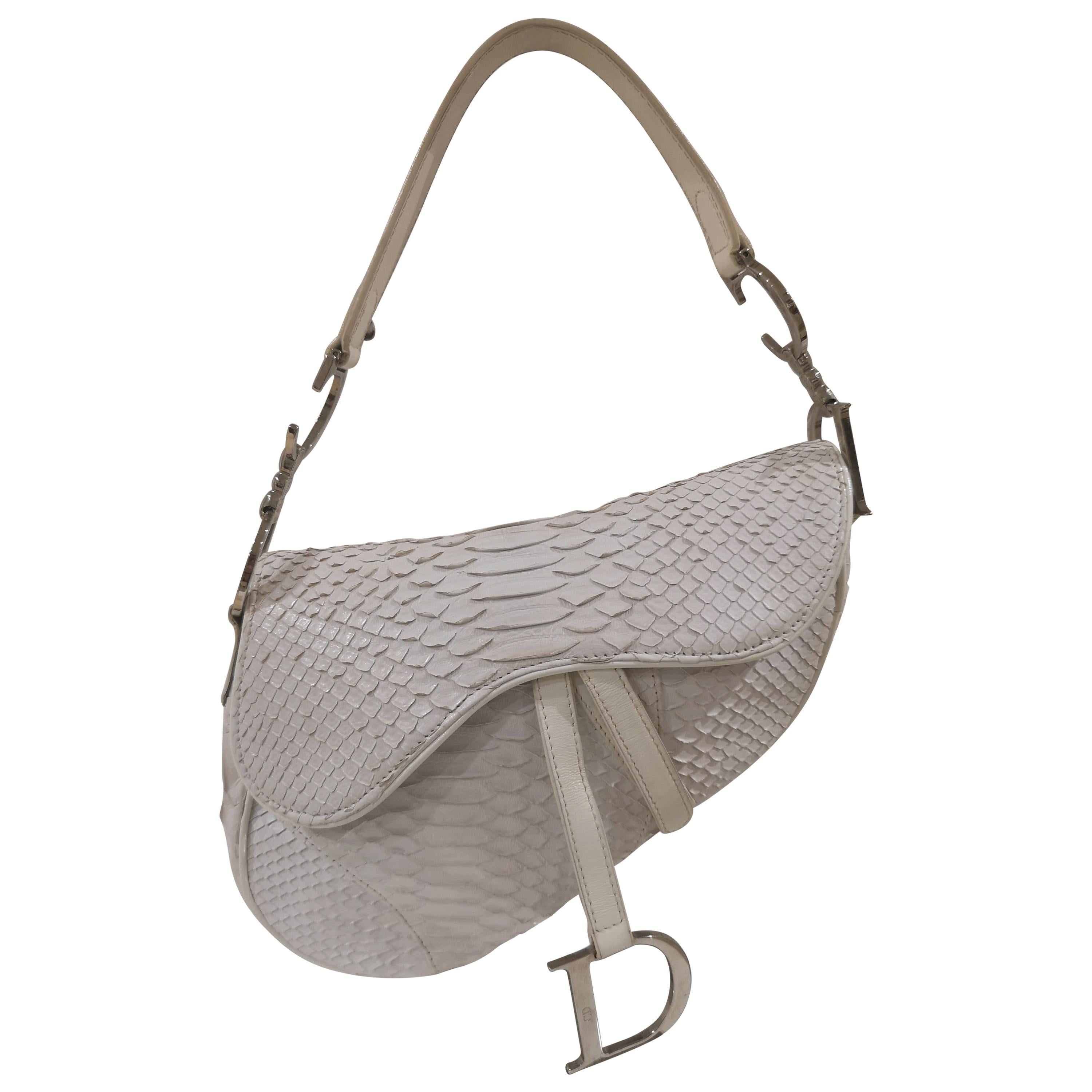 Christian Dior white python saddle bag NWOT