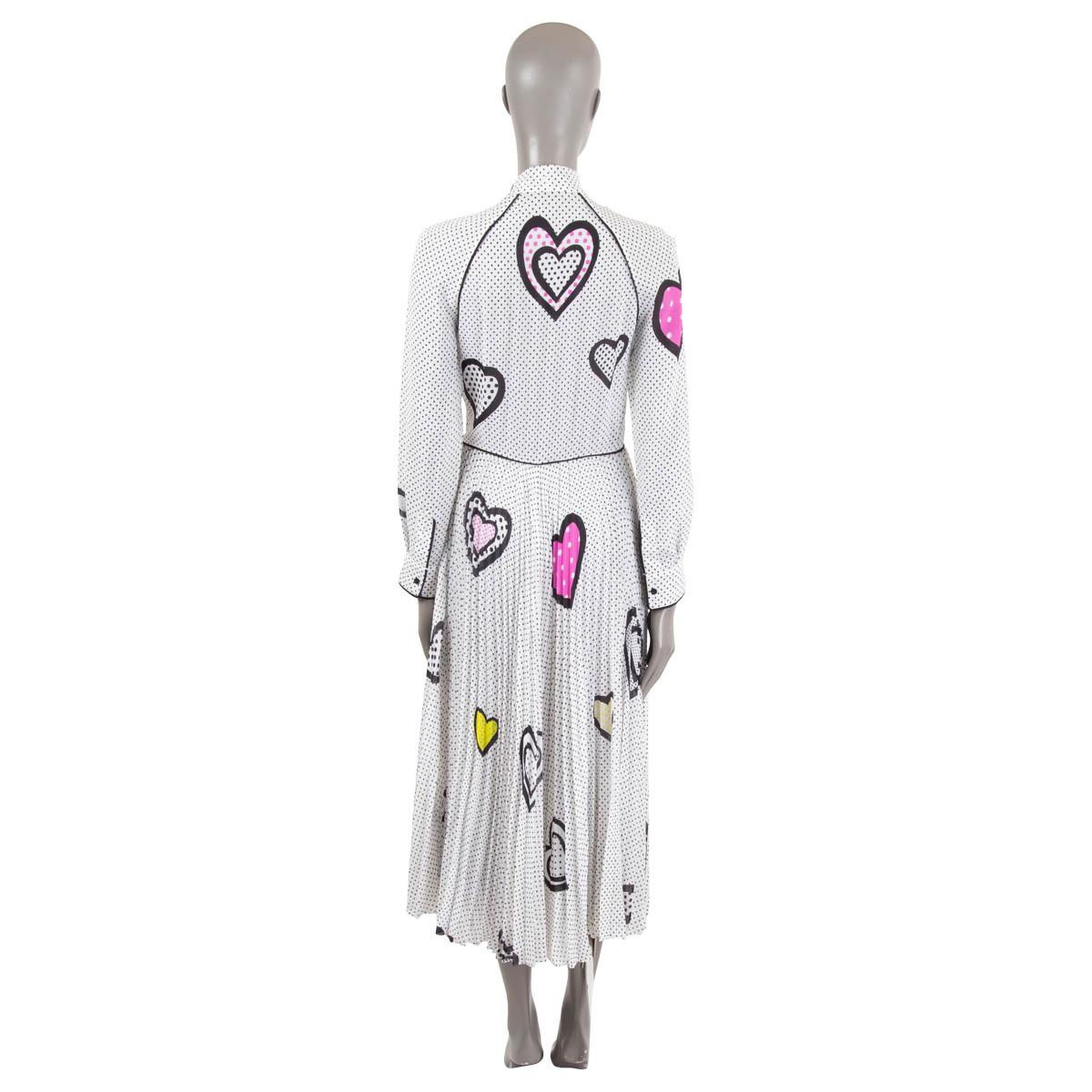 Gray CHRISTIAN DIOR white silk 2018 HEART POLKA DOT MIDI Dress S