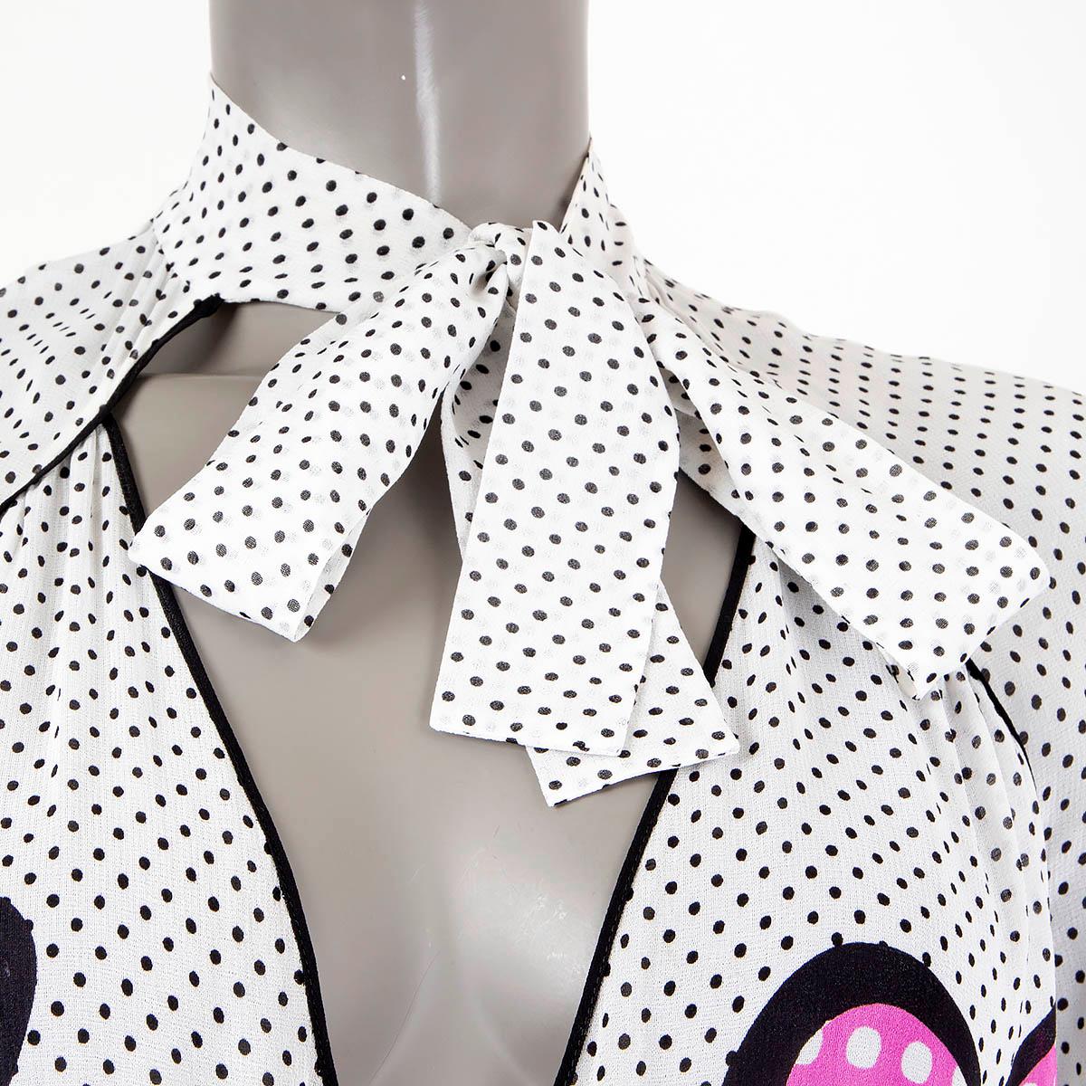 Women's CHRISTIAN DIOR white silk 2018 HEART POLKA DOT MIDI Dress S