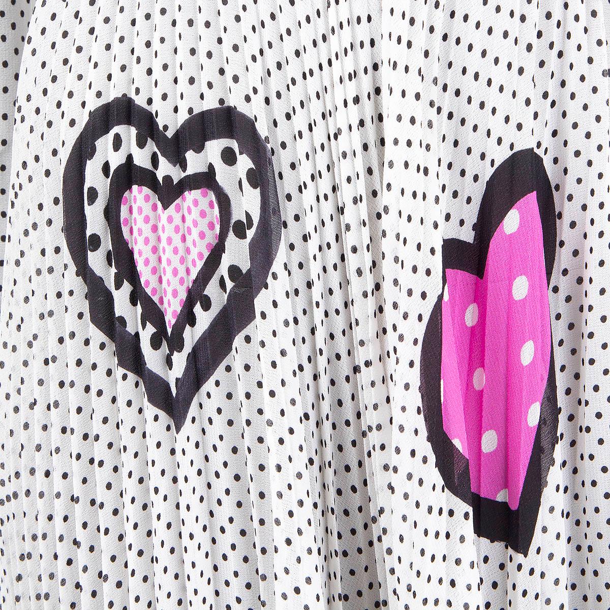 CHRISTIAN DIOR white silk 2018 HEART POLKA DOT MIDI Dress S 1