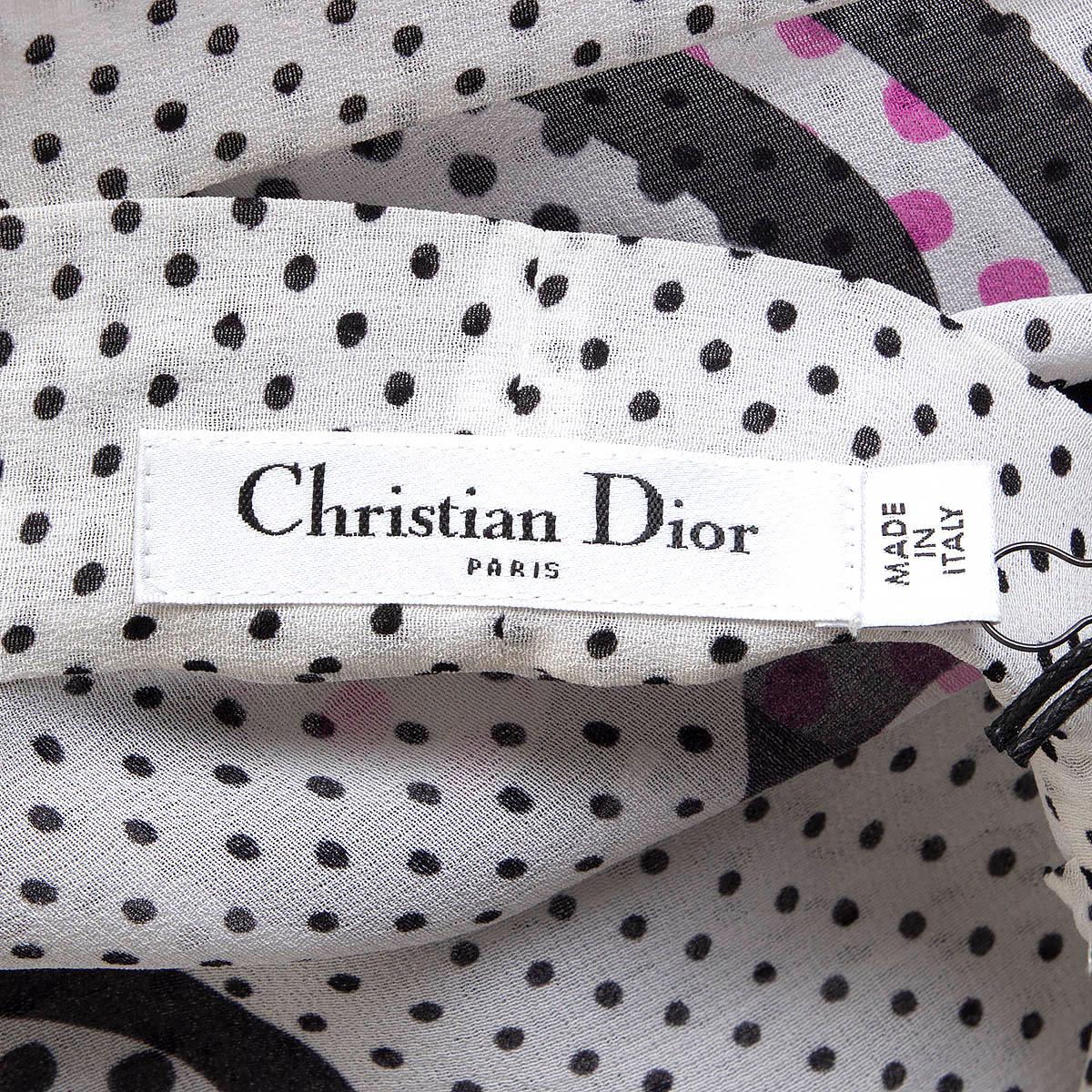 CHRISTIAN DIOR white silk 2018 HEART POLKA DOT MIDI Dress S 2