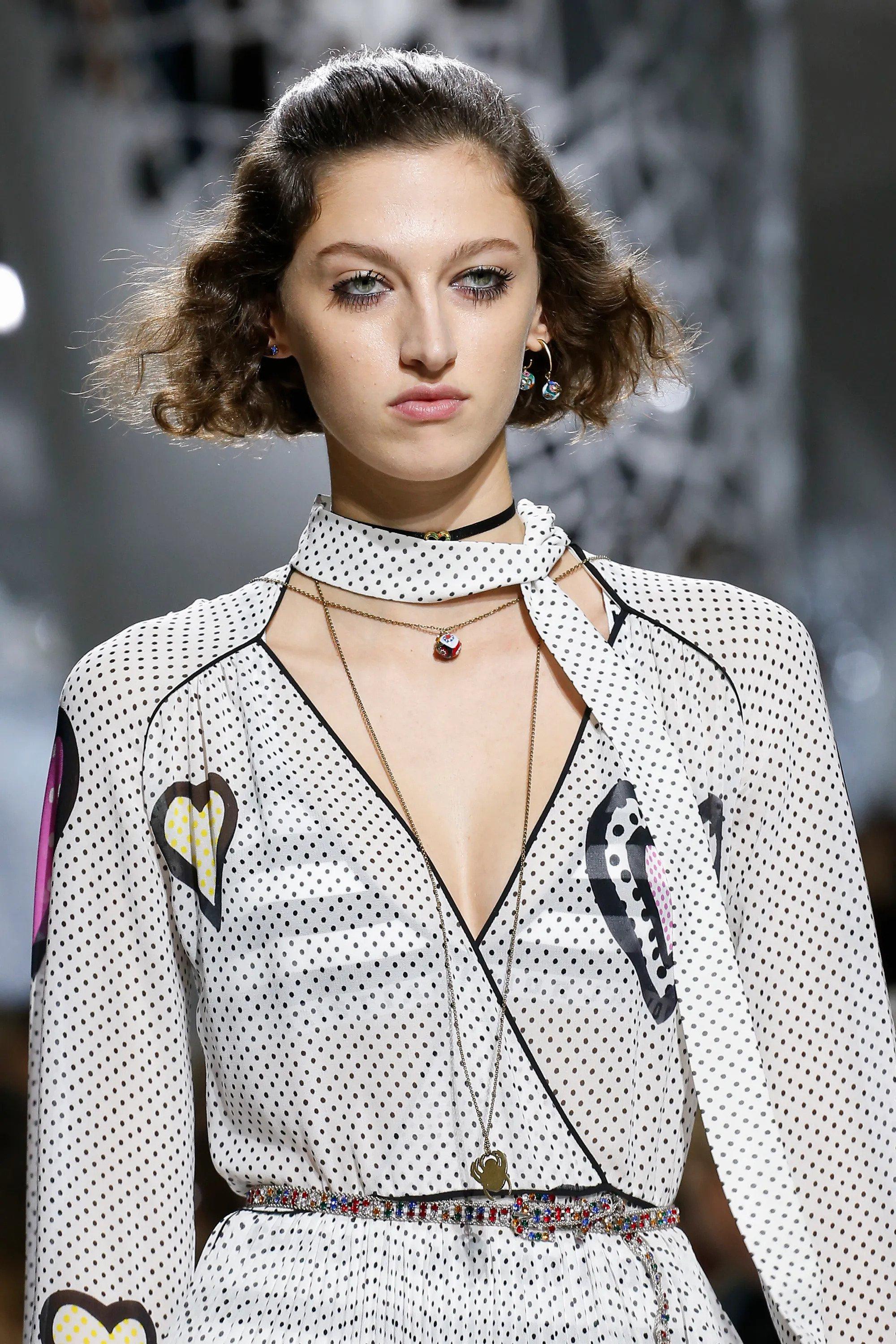 CHRISTIAN DIOR white silk 2018 HEART POLKA DOT MIDI Dress S 4