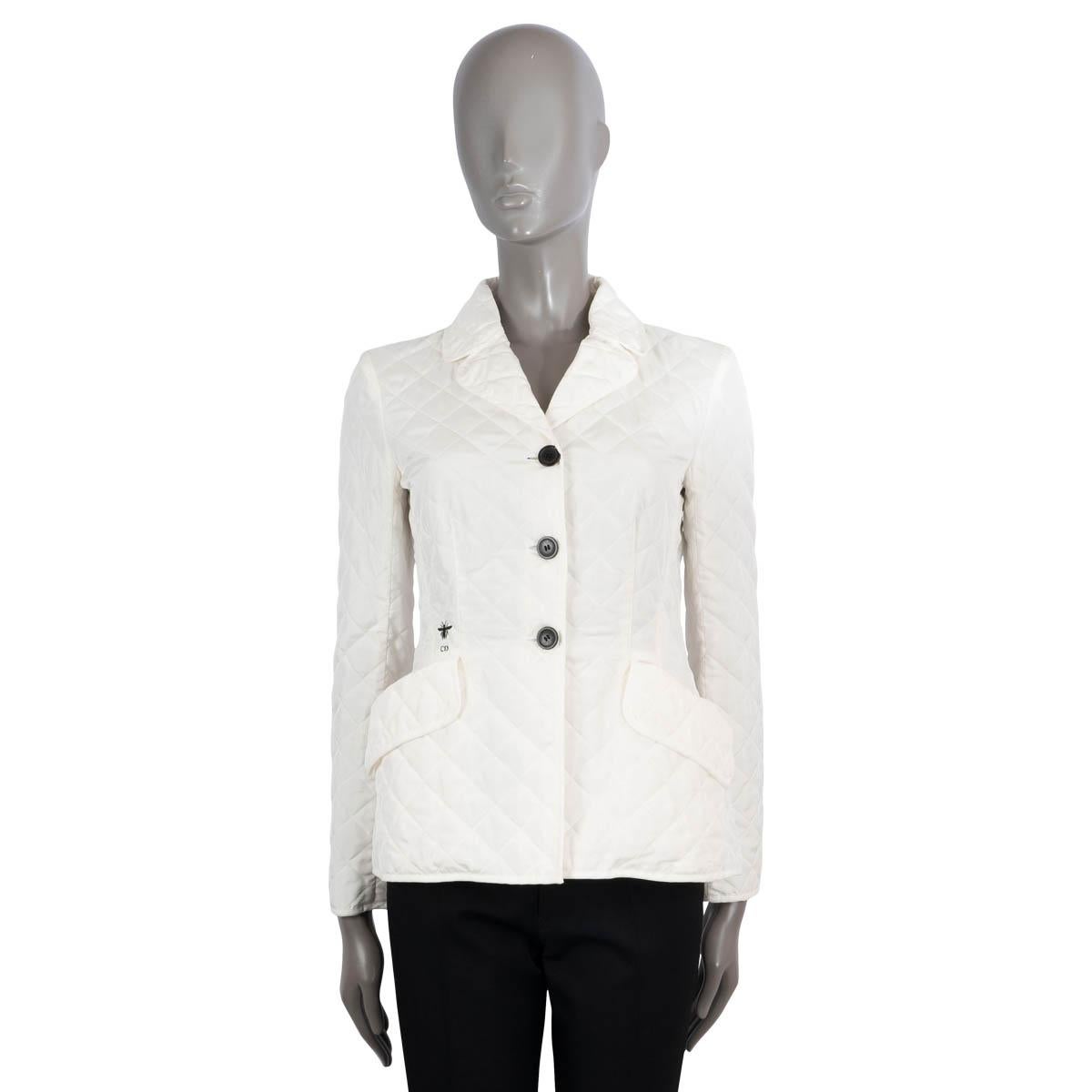 Gray CHRISTIAN DIOR white silk 2019 QUILTED Jacket 36 XS For Sale