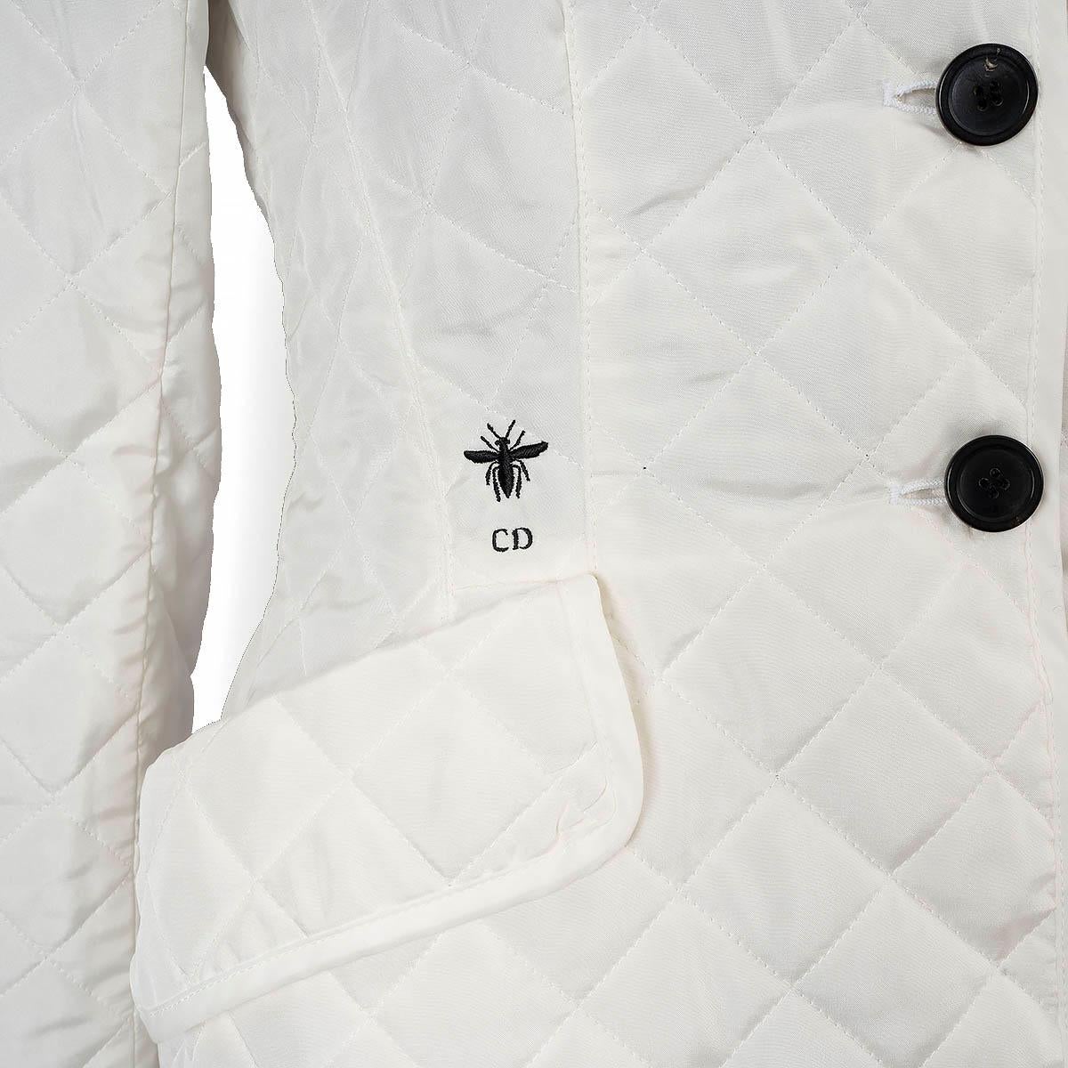 CHRISTIAN DIOR white silk 2019 QUILTED Jacket 36 XS For Sale 2