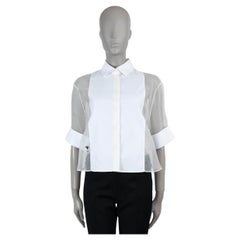 CHRISTIAN DIOR white silk 2022 PLASTRON SHEER Blouse Shirt 40 M