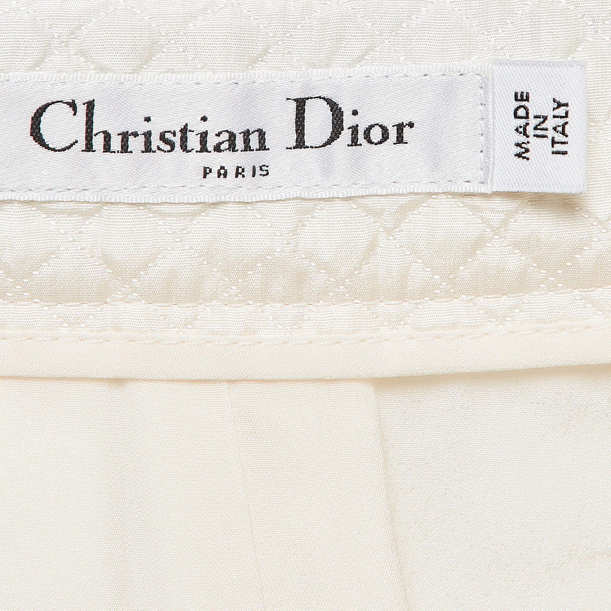 Women's Christian Dior White Silk Blend Diamond Quilted Bermuda Shorts M For Sale