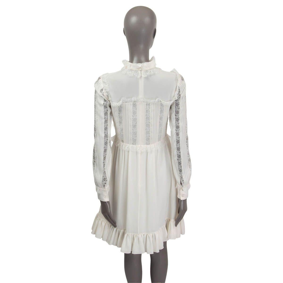 white silk ruffle dress