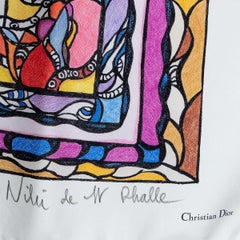 CHRISTIAN DIOR white silk STRENGTH NIKI DE ST PHALLE Scarf