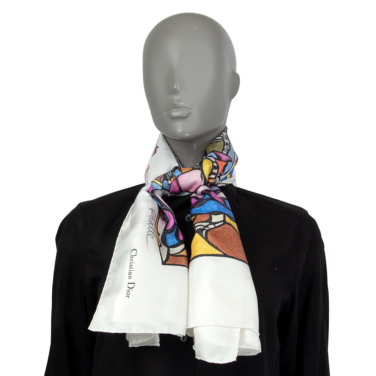 White CHRISTIAN DIOR white silk STRENGTH NIKI DE ST PHALLE Scarf