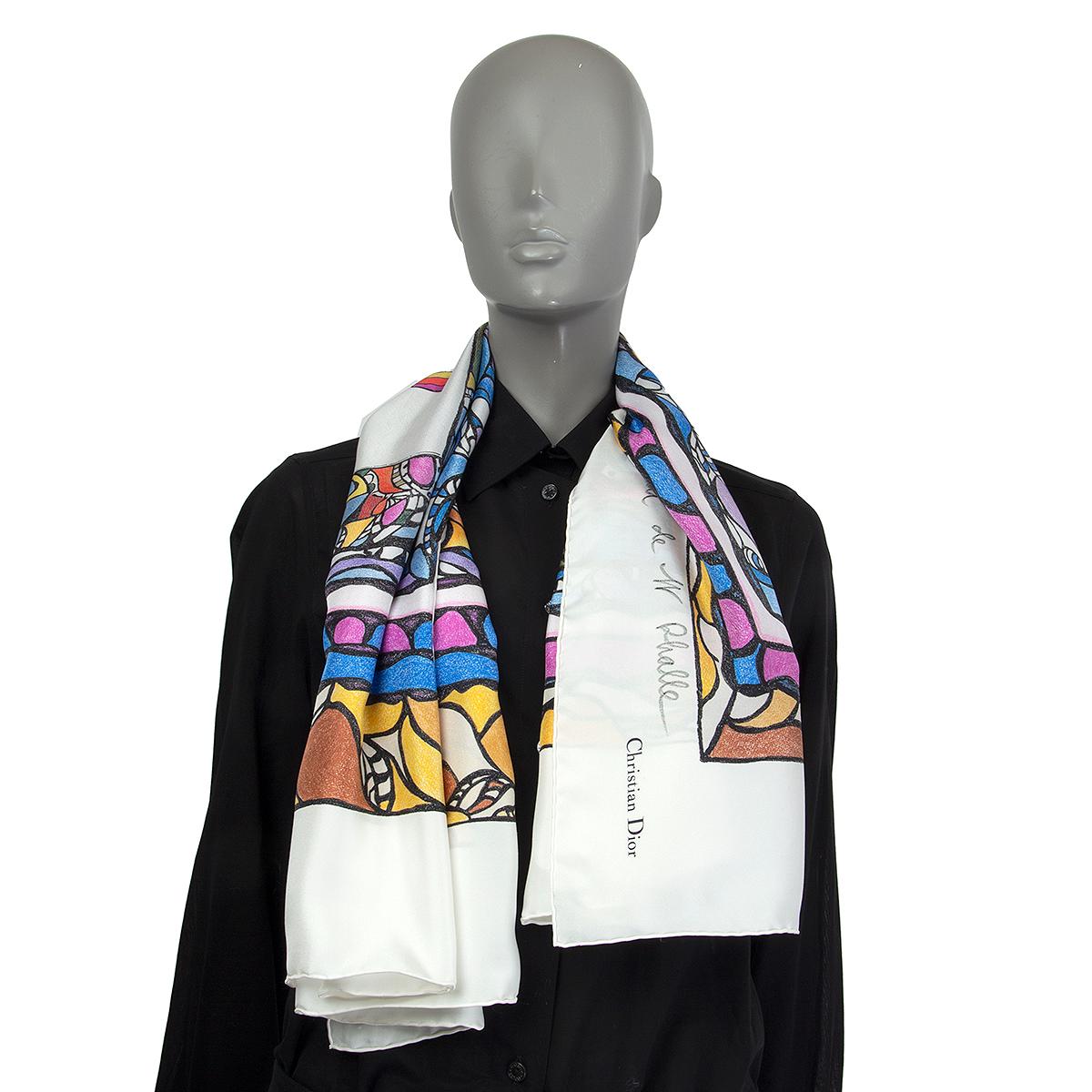 CHRISTIAN DIOR weißer Seidenschal STRENGTH NIKI DE ST PHALLE 1