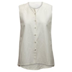 Christian Dior White Sleeveless Button-Up Top