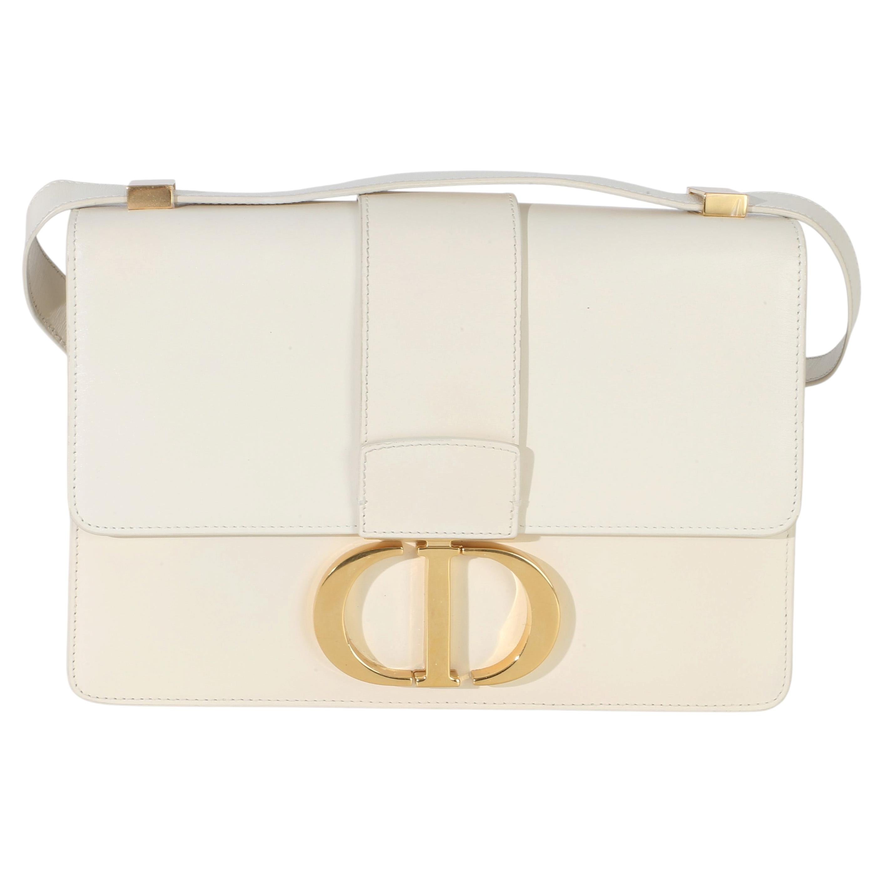Christian Dior, bolso «30 Montaigne» con solapa, de piel de becerro lisa blanca en venta