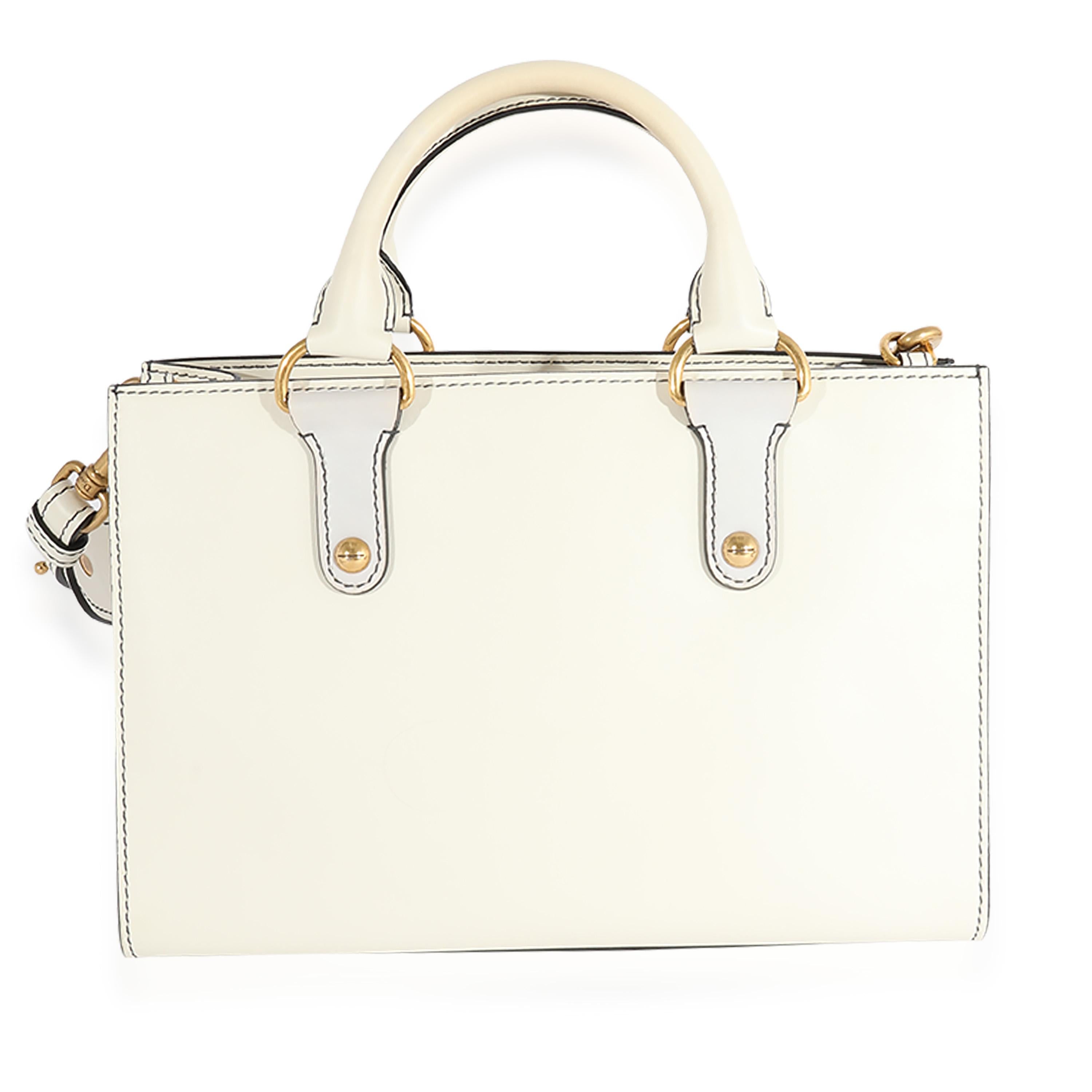 Christian Dior White Smooth Leather D-Bee Tote In Excellent Condition For Sale In New York, NY