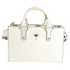 Christian Dior White Smooth Leather D-Bee Tote