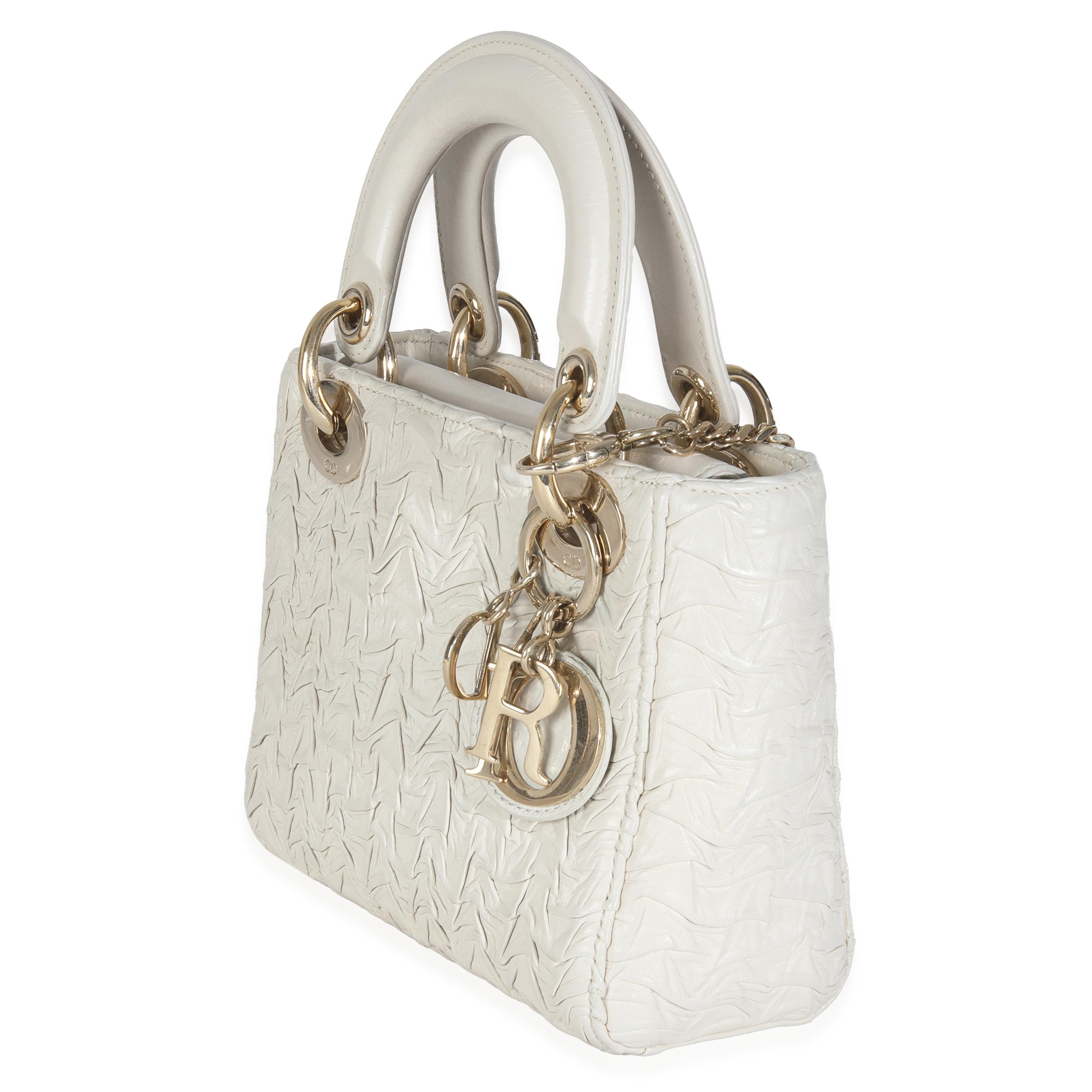 Femenino o masculino Christian Dior Blanco Piel de becerro texturizada Mini Lady Dior en venta