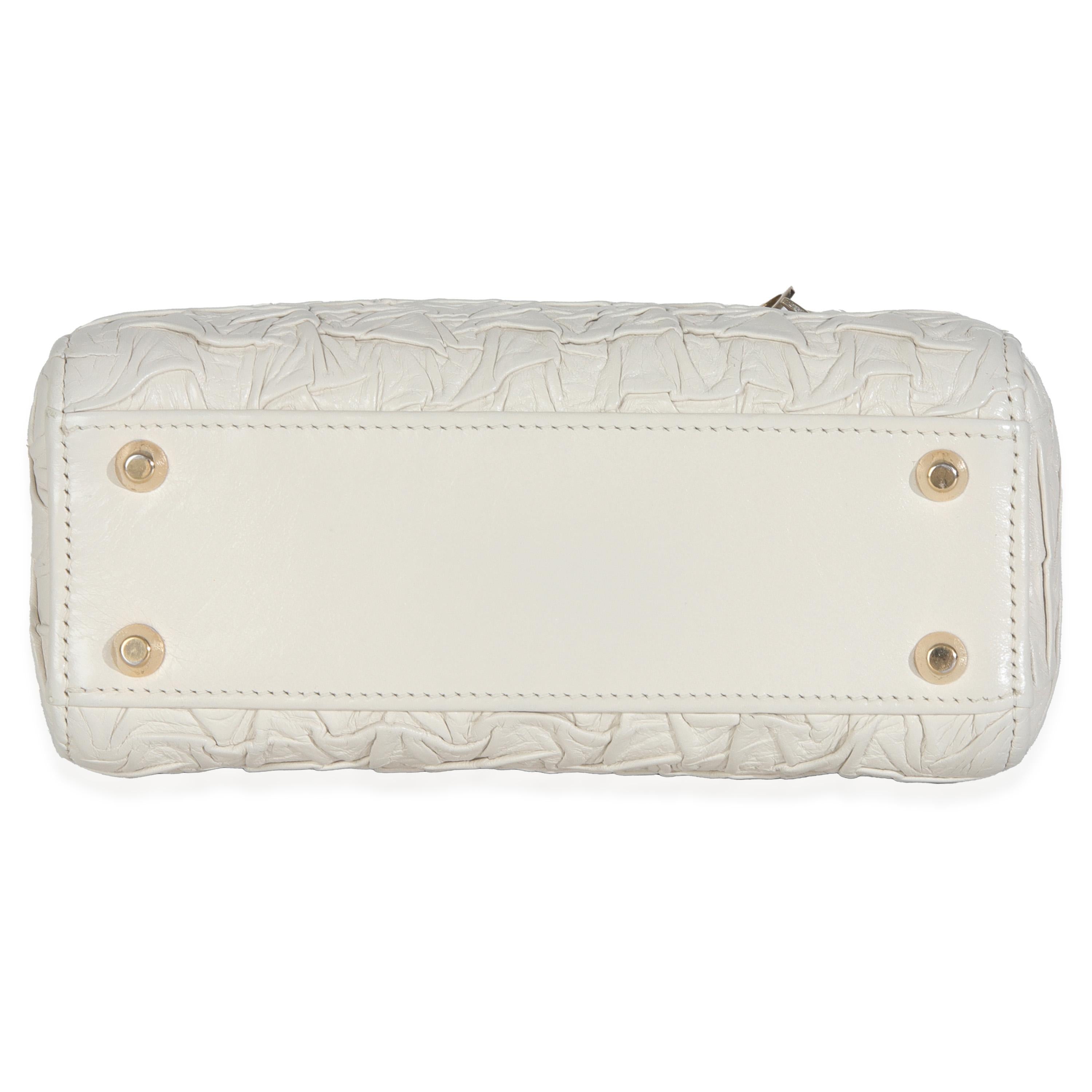 Christian Dior Blanco Piel de becerro texturizada Mini Lady Dior en venta 4
