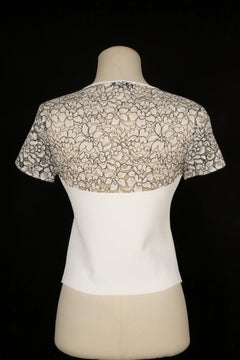 Christian Dior Top Blanco Adornado con Encaje