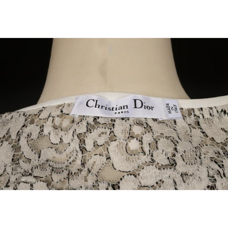 Christian Dior White Top Ornamented with Lace For Sale 1