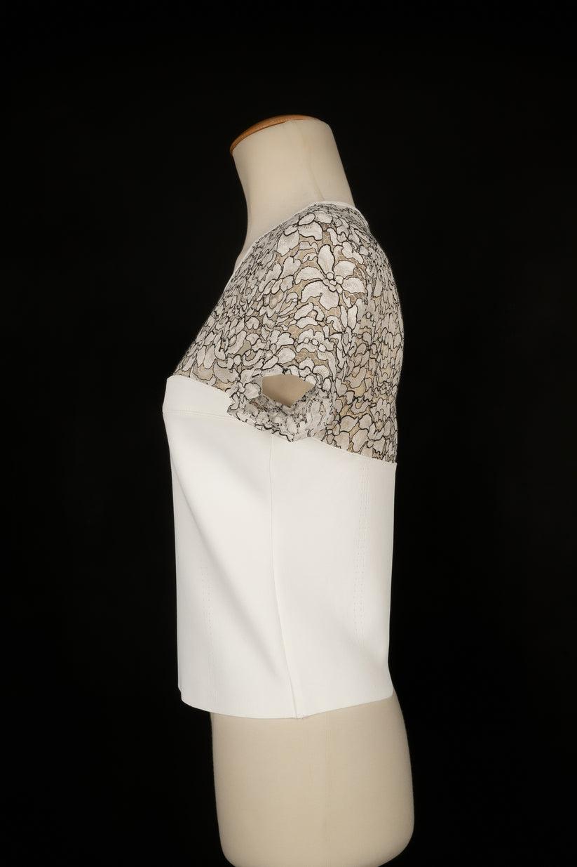 Christian Dior White Top Ornamented with Lace For Sale 2