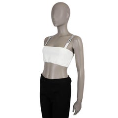 CHRISTIAN DIOR white viscose 2018 LOGO STRAP BRALETTE Top Shirt L