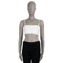 CHRISTIAN DIOR white viscose 2018 LOGO STRAP BRALETTE Top Shirt L