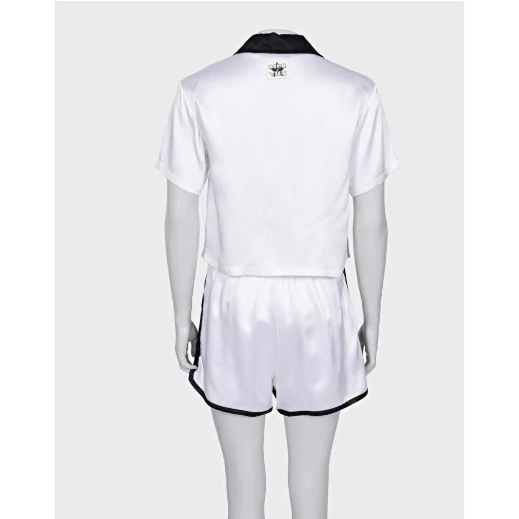 Christian Dior Weißer Viskoseanzug mit schwarzem Besatz - Größe XS (Grau) im Angebot