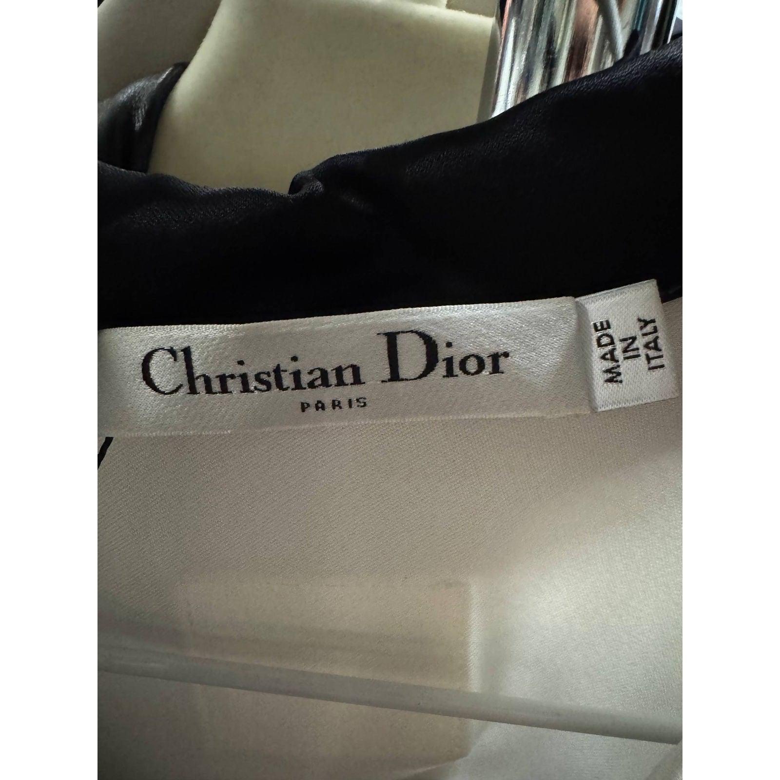 Christian Dior Weißer Viskoseanzug mit schwarzem Besatz - Größe XS im Angebot 2