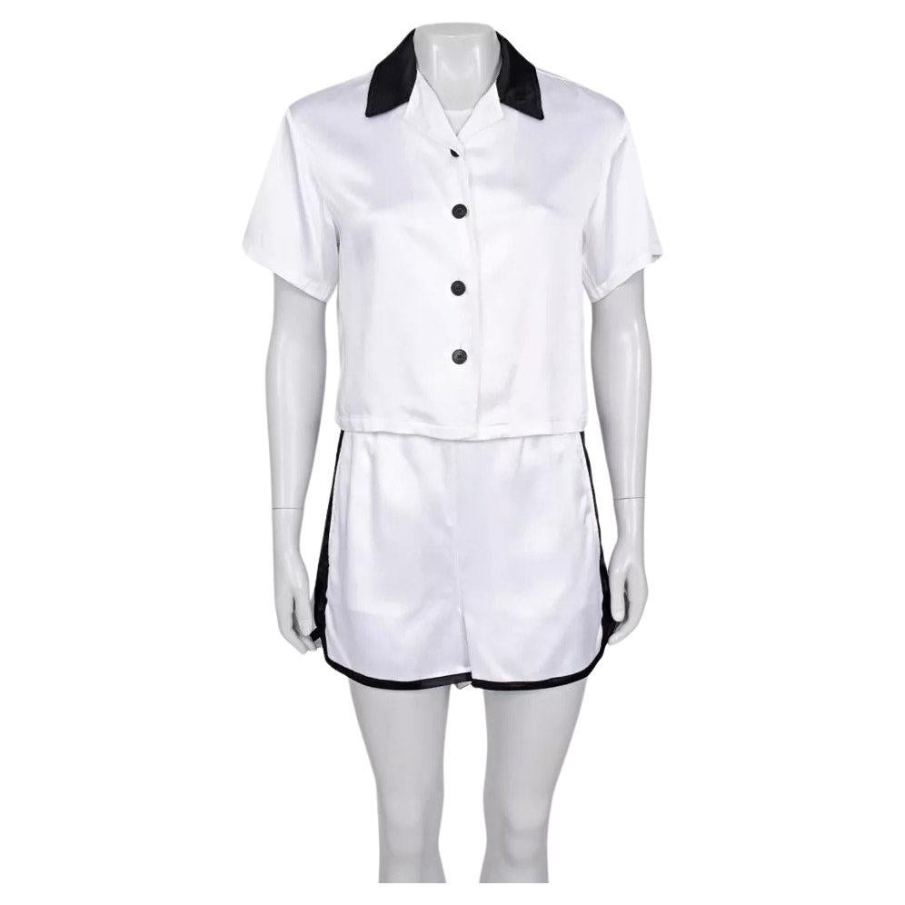 Abito Christian Dior in viscosa bianca con bordi neri - Taglia XS