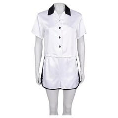 Abito Christian Dior in viscosa bianca con bordi neri - Taglia XS