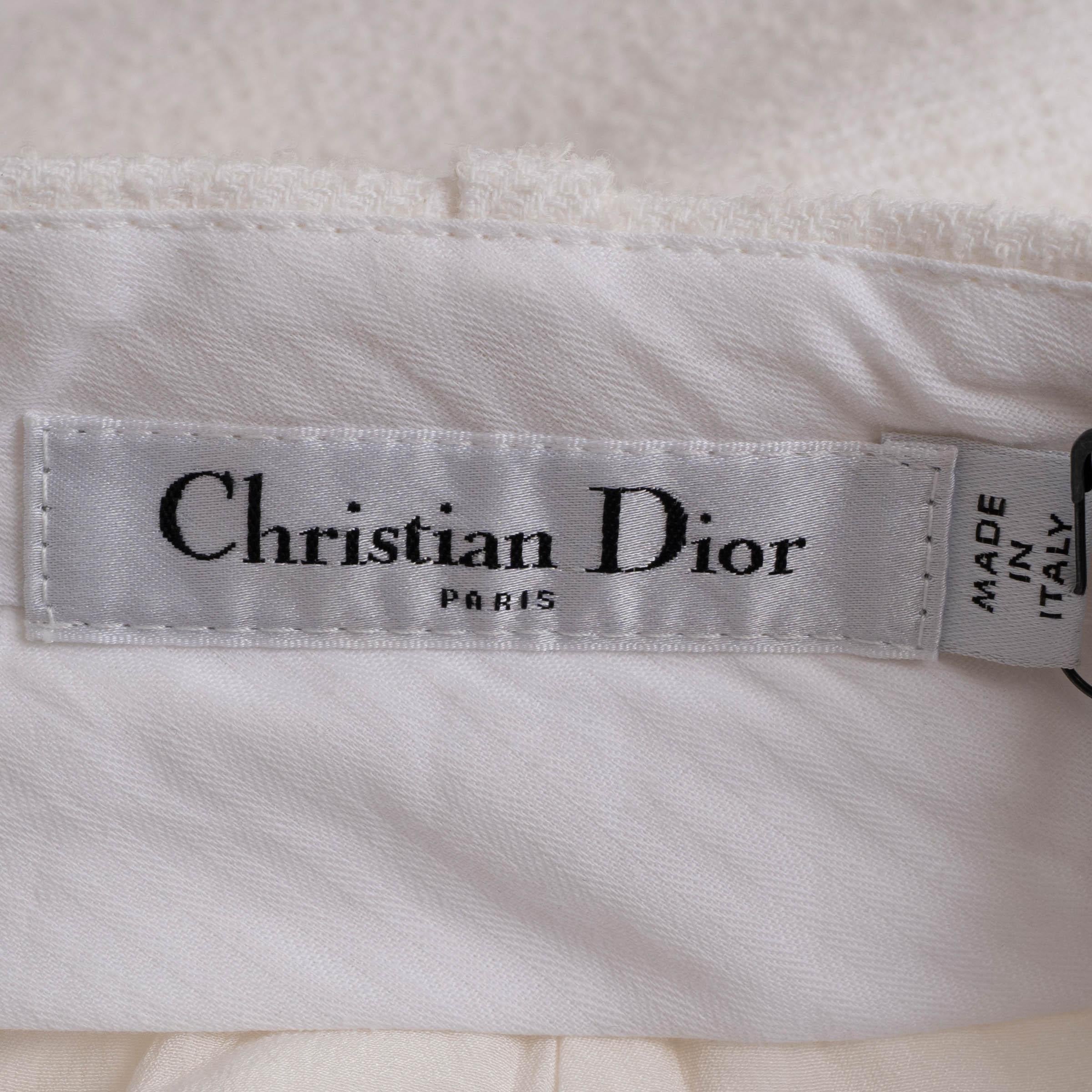 CHRISTIAN DIOR bianco lana 2024 BOUCLE BERMUDA Pantaloncini 38 S in vendita 2