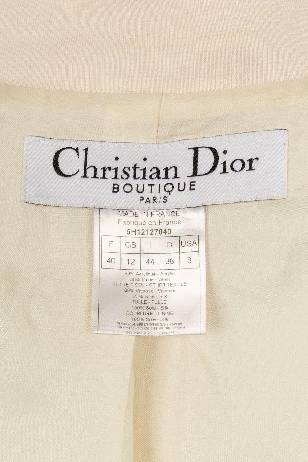 Christian Dior White Wool Coat Size 40FR, 2005 For Sale 9