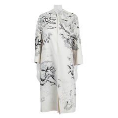 CHRISTIAN DIOR white wool & rabbit hair 2019 EMBROIDERED Coat Jacket 38 S