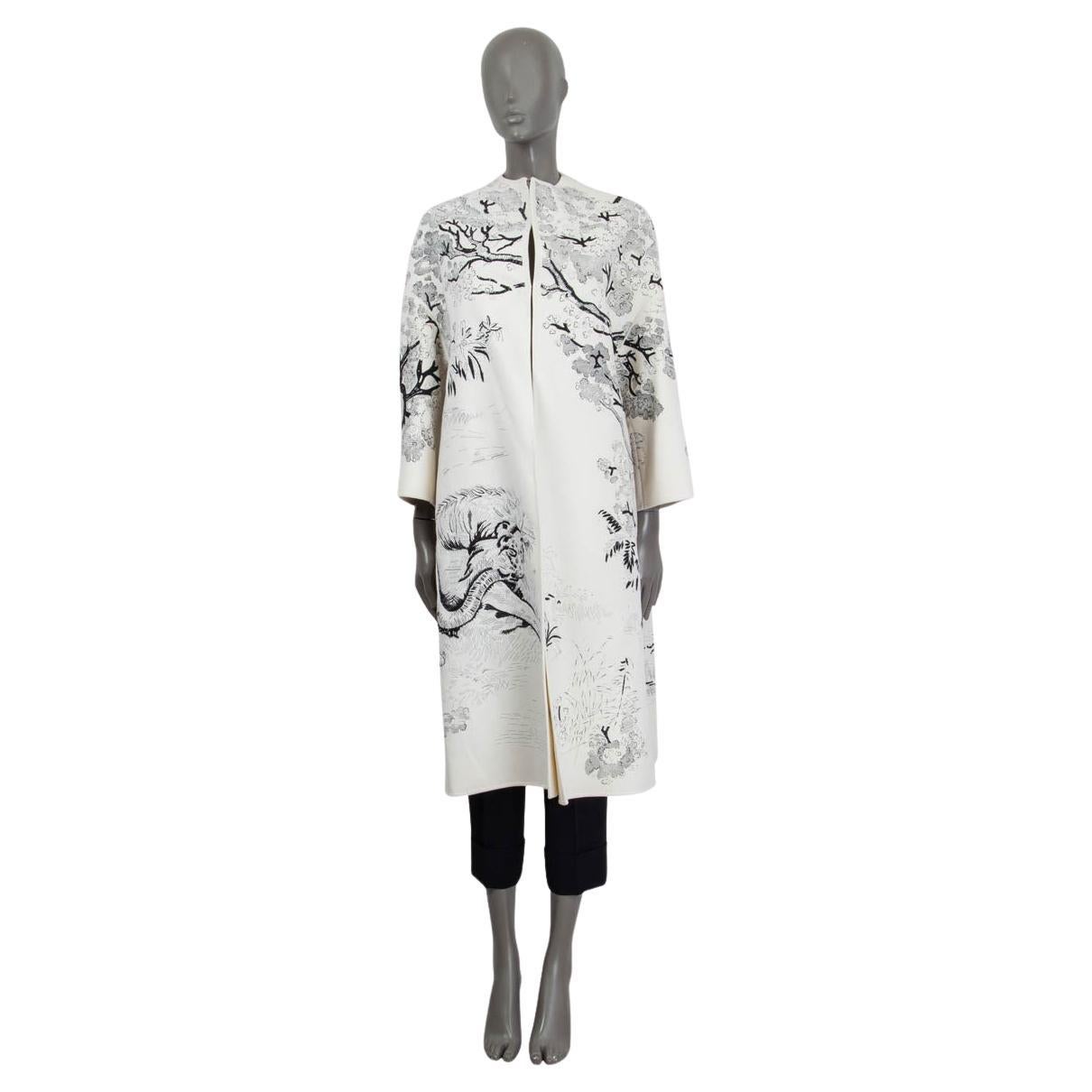 CHRISTIAN DIOR white wool & rabbit hair 2019 EMBROIDERED Coat Jacket 38 S For Sale