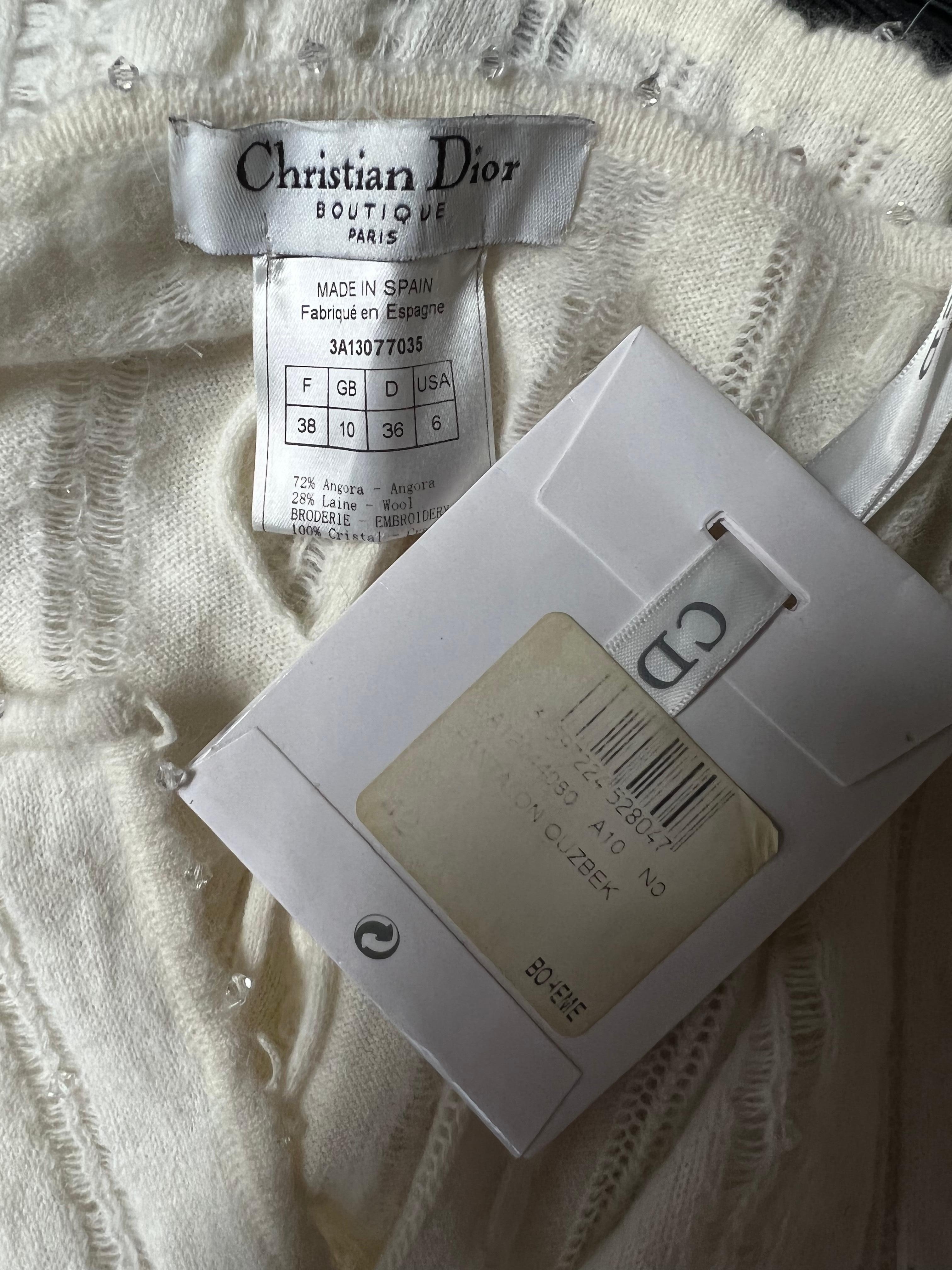 Christian Dior Weißer Wollpullover Strickjacke, Größe 38 im Angebot 5