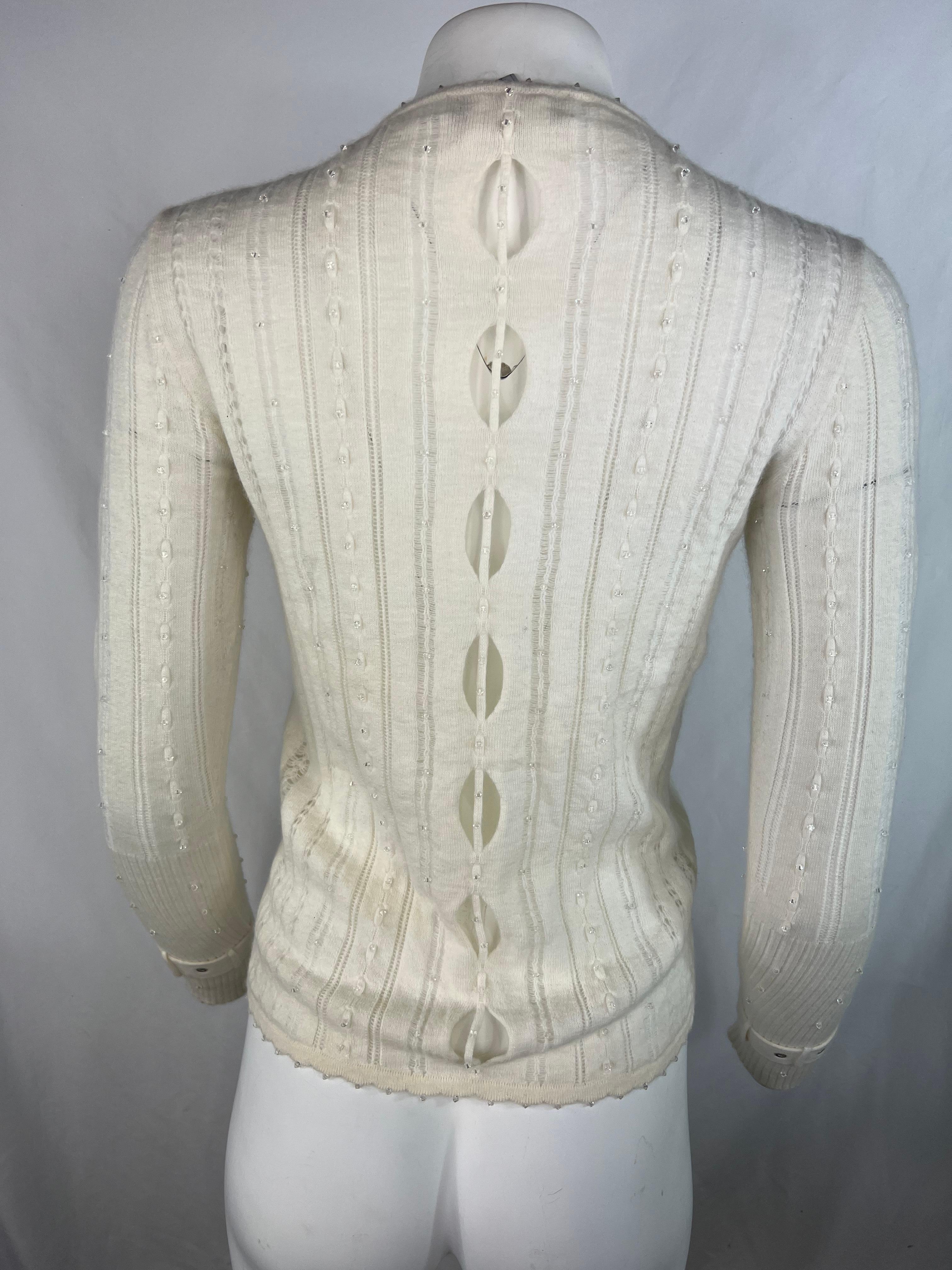 Pull cardigan en laine blanche Christian Dior, Taille 38 Pour femmes en vente