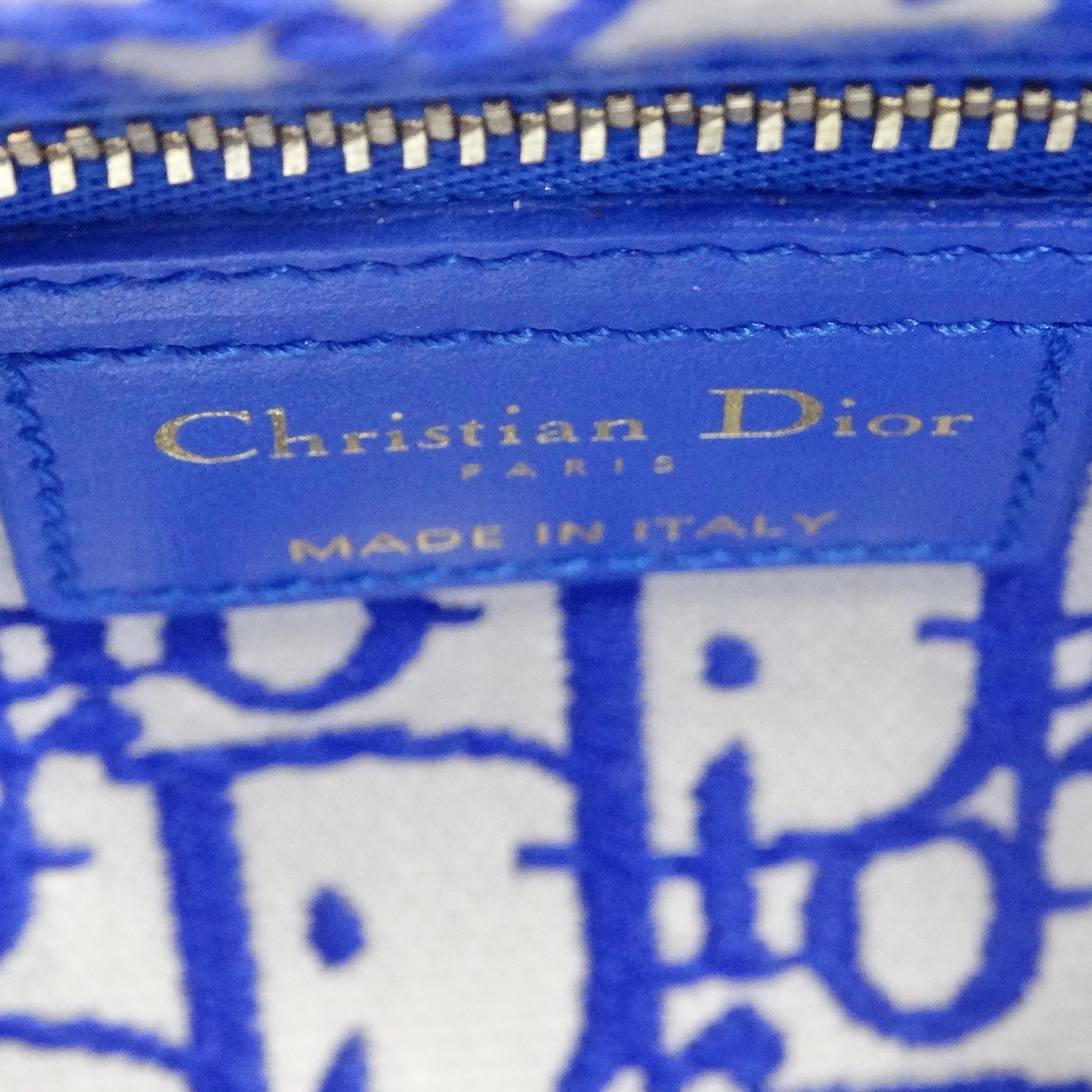 Christian Dior mini sac Lady Dior oblique en osier bleu Florescent en vente 7