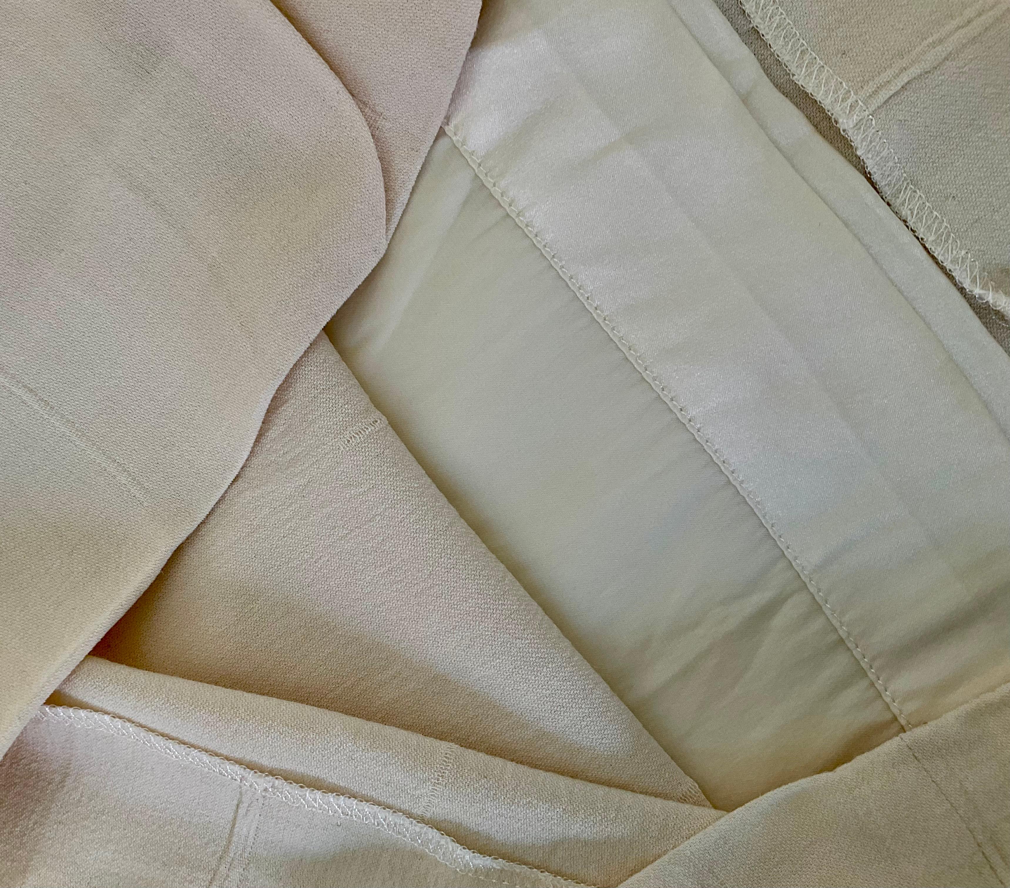 Christian Dior Pantalon large Soie Laine Blanc cassé Beige 1990 en vente 4