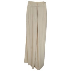 Christian Dior Pantaloni larghi in seta e lana Offwhite Beige Anni '90