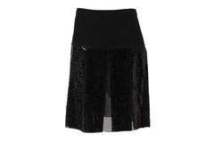 Christian Dior Women Sequin Knee Length Skirt IT 38 Black Silk Wool Semi Sheer