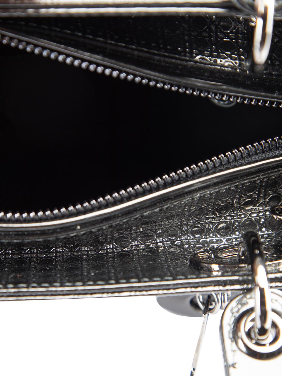 Christian Dior Women's Black Onyx Medium Lady Dior Patent Micro Cannage 2