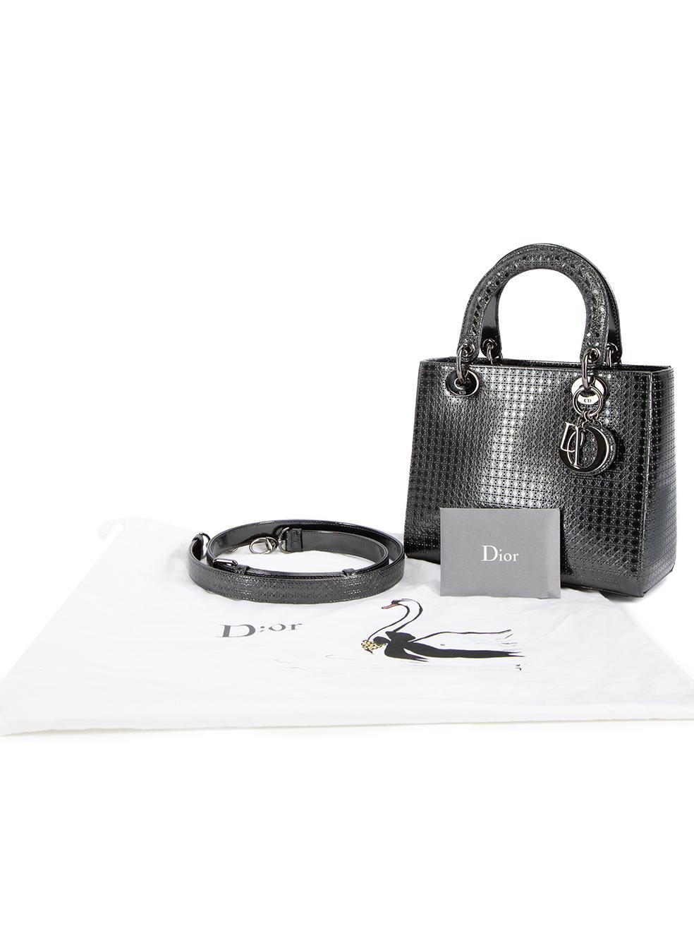 Christian Dior Women's Black Onyx Medium Lady Dior Patent Micro Cannage 3