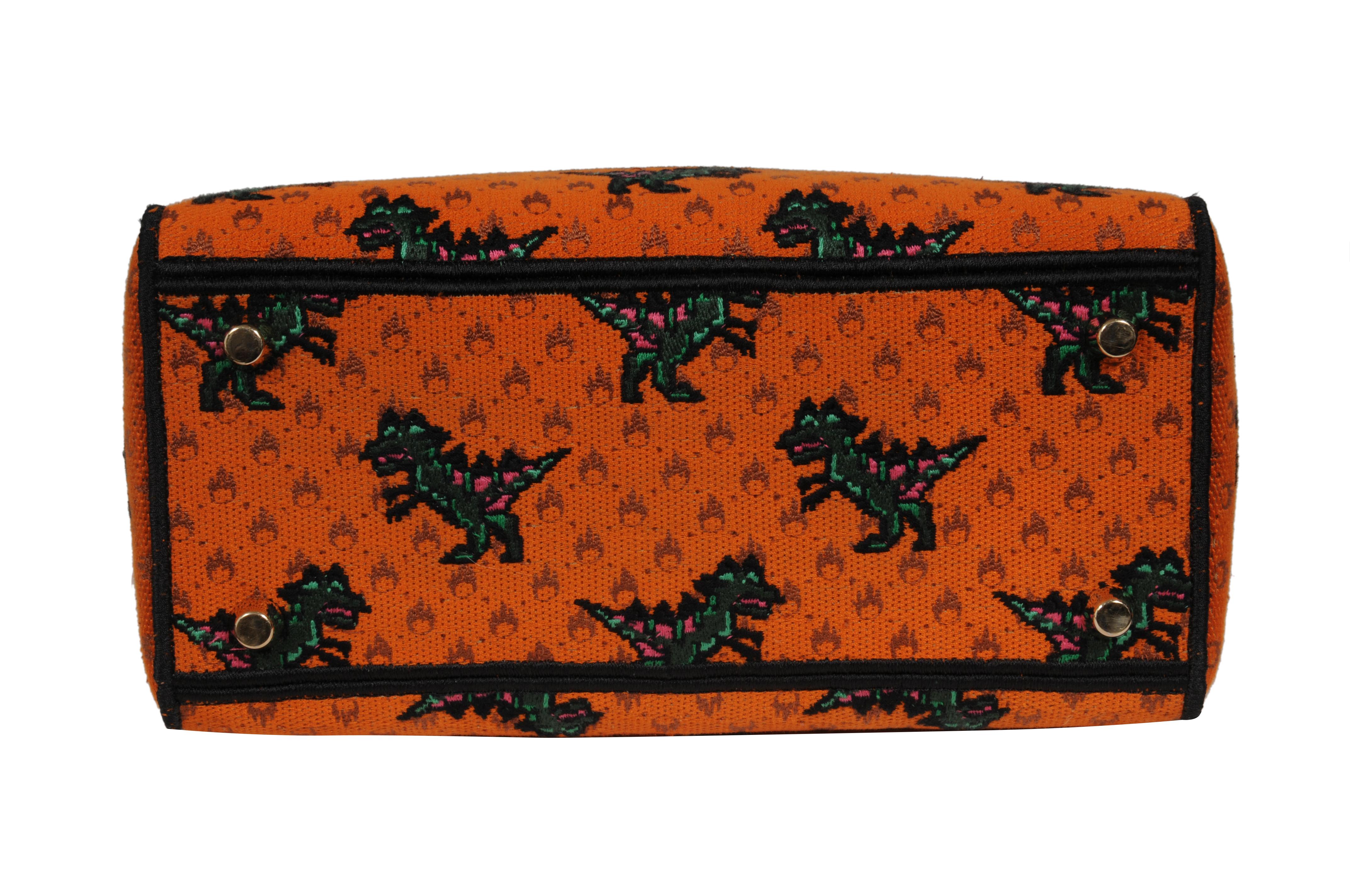 Christian Dior Bolso de hombro Dino Medium Lady D-Lite bordado para mujer Naranja en venta 8