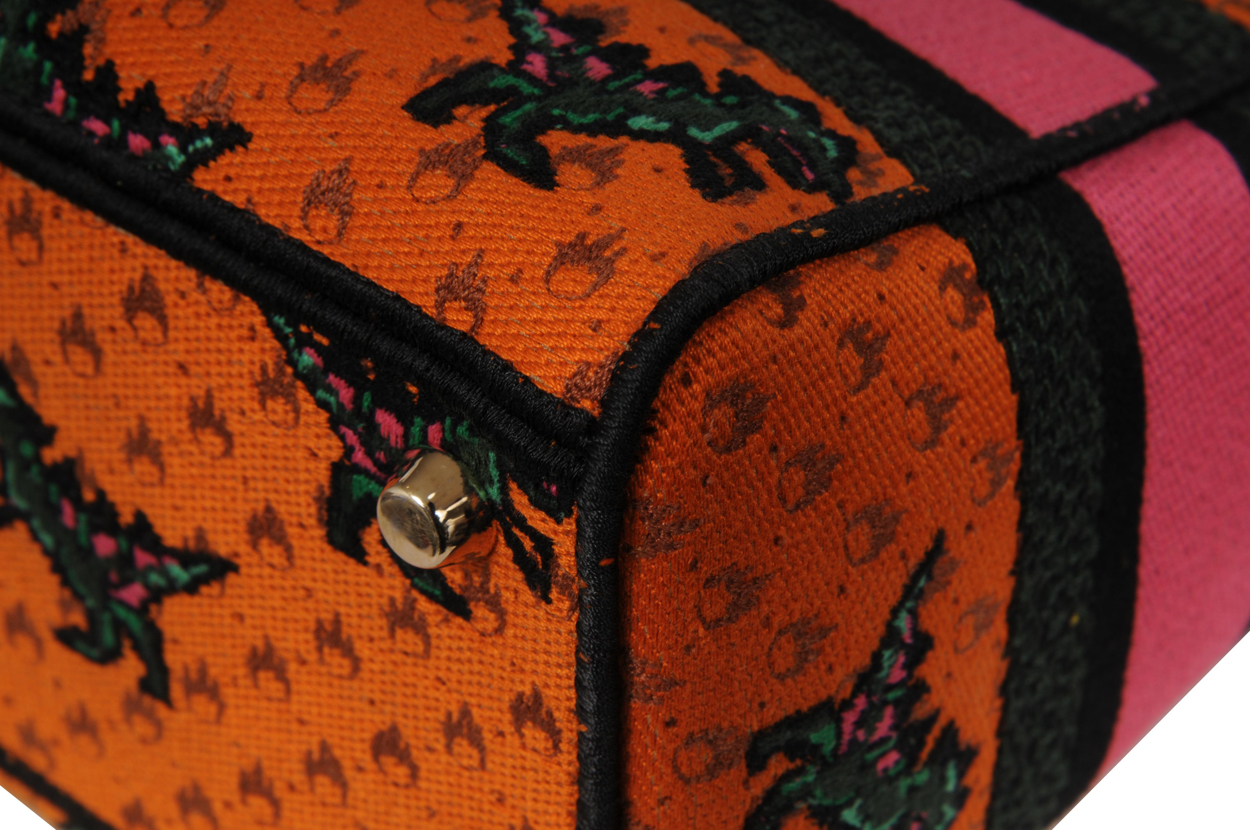 Christian Dior Bolso de hombro Dino Medium Lady D-Lite bordado para mujer Naranja en venta 10