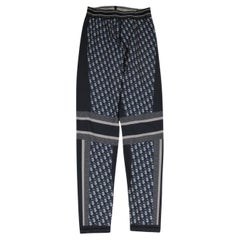 Christian Dior Womens Oblique Logo Leggings Medium Blue Gray Spandex Polyamide